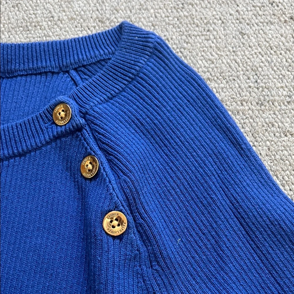 Lauren Ralph Lauren Blue Sweater with Button Detail - Picture 2 of 6